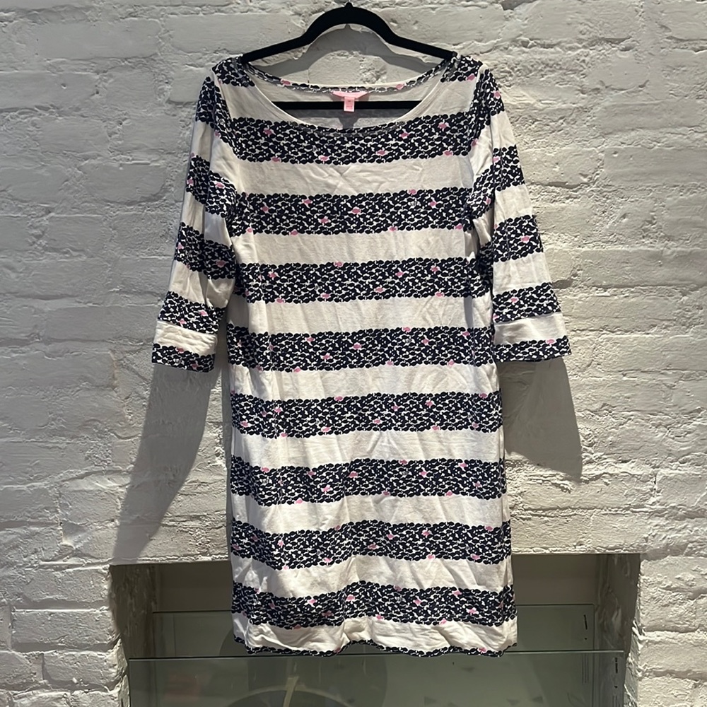Lilly Pulitzer Medium blue pink white cotton fish dress